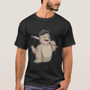 Seal as Painter with Paint brush T-Shirt