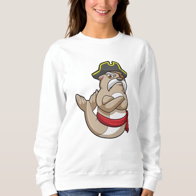 Seal as Pirate with Pirate hat Sweatshirt (Front)