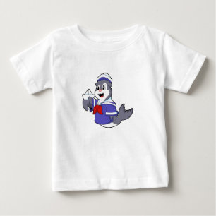 Seal as Sailor with Boat Baby T-Shirt