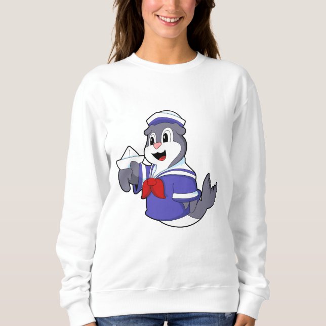 Seal as Sailor with Boat Sweatshirt (Front)