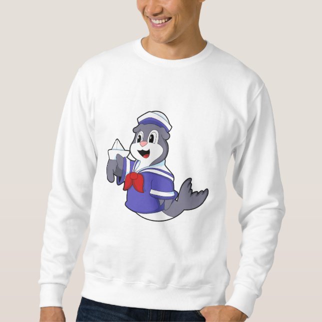 Seal as Sailor with Boat Sweatshirt (Front)