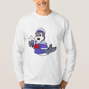 Seal as Sailor with Boat T-Shirt