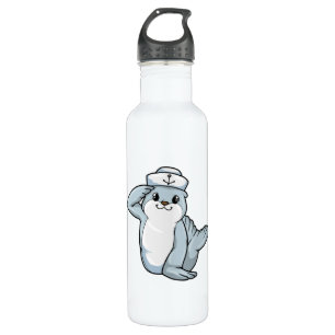 Seal as Sailor with Sailor hat 710 Ml Water Bottle