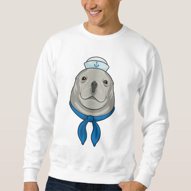 Seal as Sailor with Sailor hat Sweatshirt (Front)