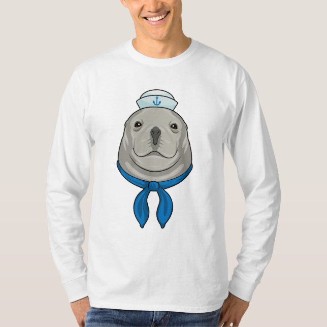 Seal as Sailor with Sailor hat T-Shirt (Front)