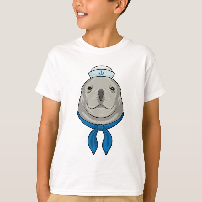 Seal as Sailor with Sailor hat T-Shirt (Front)