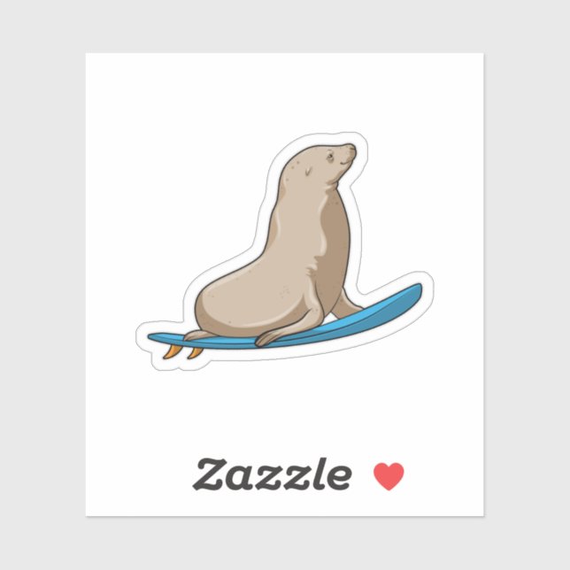 Seal as Surfer with Surfboard (Sheet)