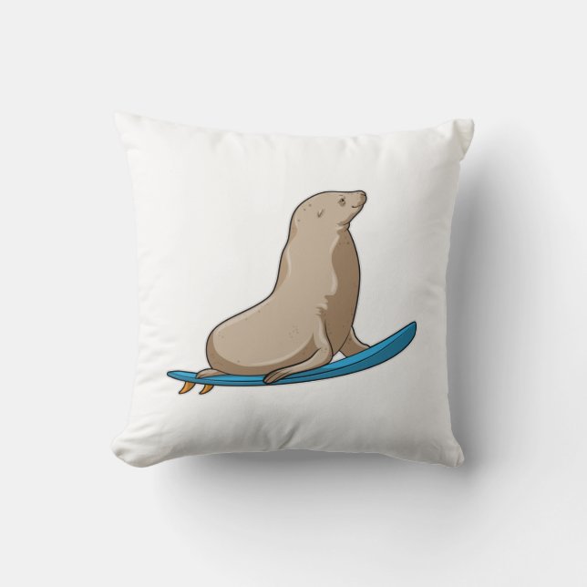 Seal as Surfer with Surfboard Cushion (Front)