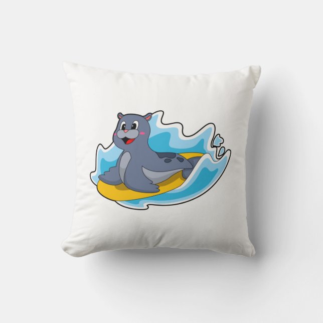 Seal as Surfer with Surfboard Cushion (Front)
