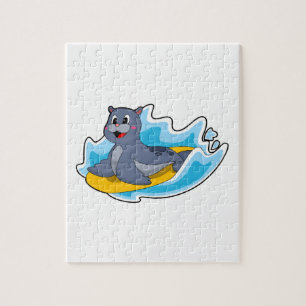 Seal as Surfer with Surfboard Jigsaw Puzzle