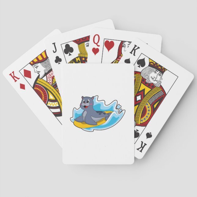 Seal as Surfer with Surfboard Playing Cards (Back)