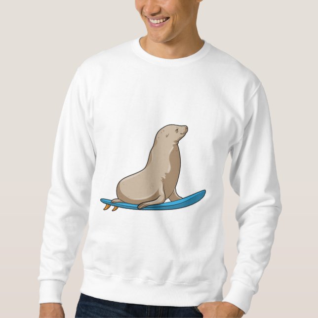 Seal as Surfer with Surfboard Sweatshirt (Front)