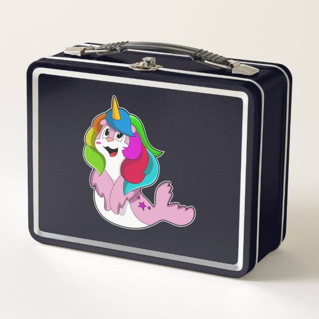 Seal as Unicorn Metal Lunch Box (Front)