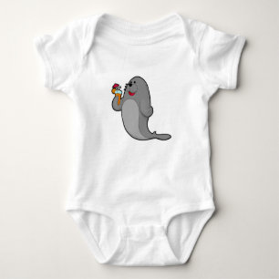 Seal at Drinking with Juice Baby Bodysuit