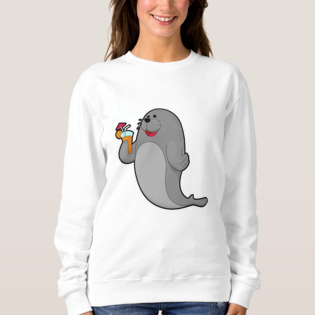 Seal at Drinking with Juice Sweatshirt (Front)