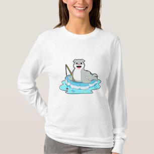 Seal at Fishing with Fishing rod T-Shirt