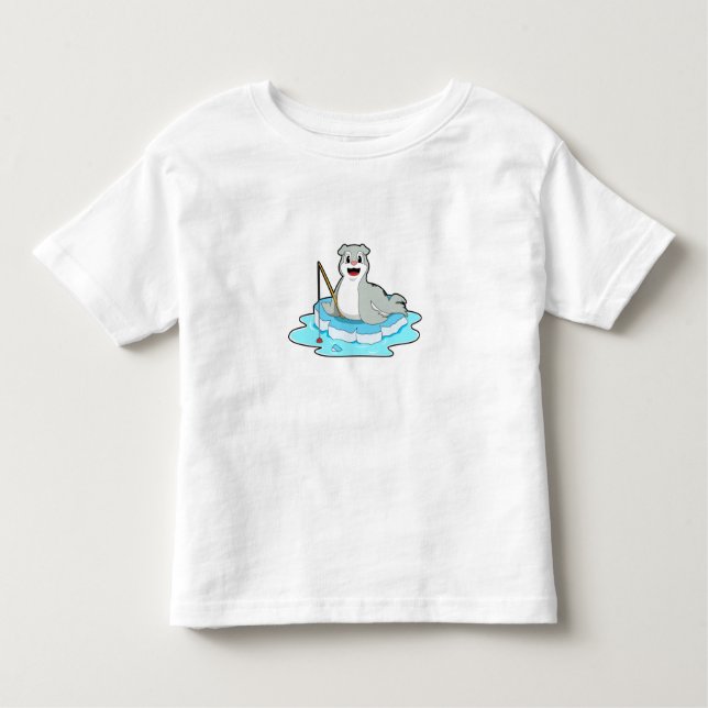 Seal at Fishing with Fishing rod Toddler T-Shirt (Front)