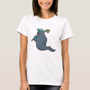 Seal at Hockey with Hockey stick T-Shirt