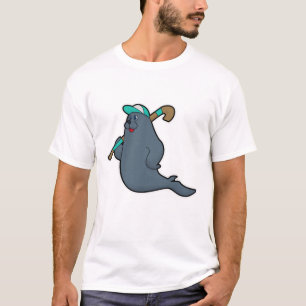 Seal at Hockey with Hockey stick T-Shirt