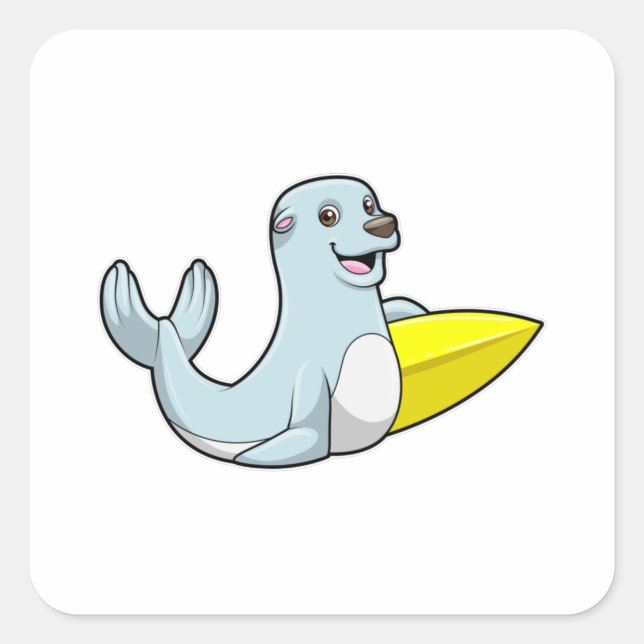 Seal at Surfing with Surfboard (Front)