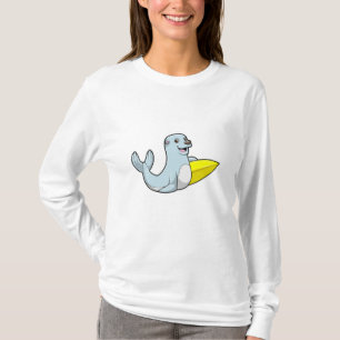 Seal at Surfing with Surfboard T-Shirt