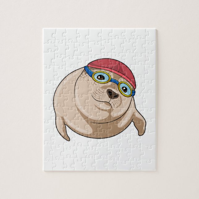 Seal at Swimming with Swimming goggles Jigsaw Puzzle (Vertical)