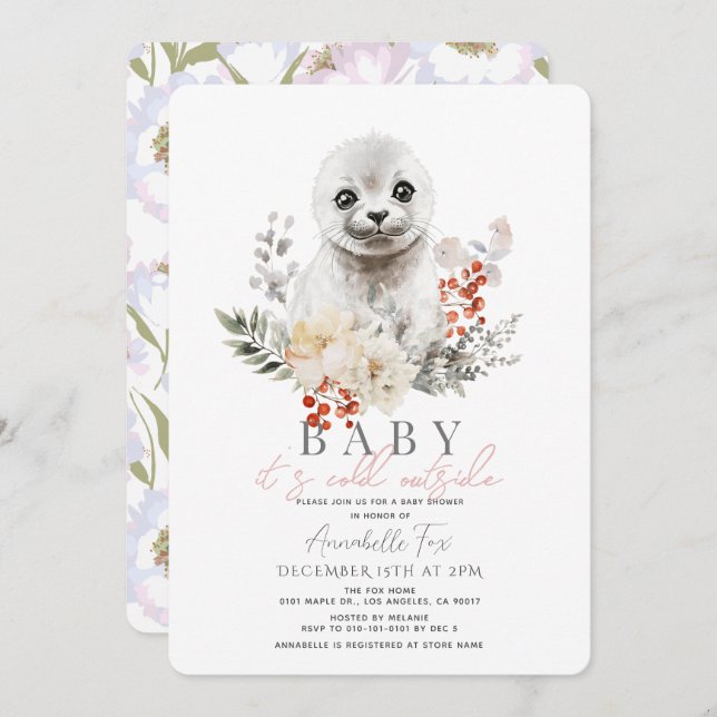 Seal Baby It's Cold Outside Baby Shower Invitation (Front/Back)