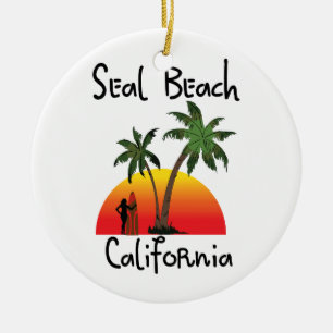 Seal Beach California Ceramic Tree Decoration