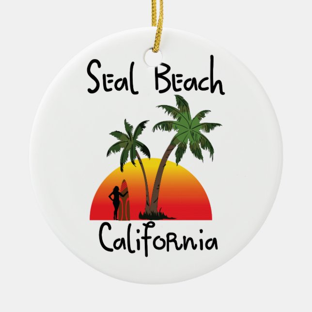 Seal Beach California Ceramic Tree Decoration (Front)