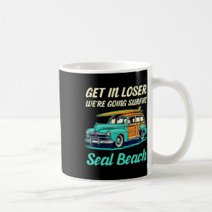 Seal Beach California Surf Girl Women Men Vintage Coffee Mug
