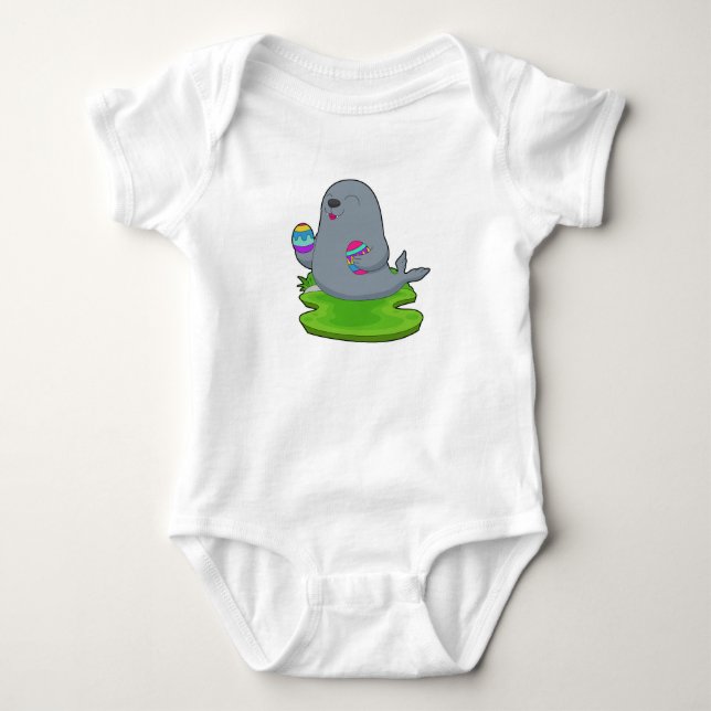 Seal Easter Easter eggs Baby Bodysuit (Front)