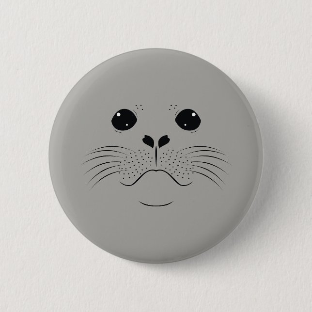 Seal face silhouette 6 cm round badge (Front)
