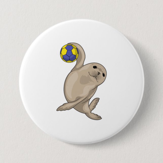Seal Handball player Handball 7.5 Cm Round Badge (Front)