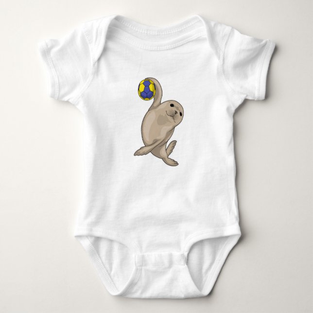 Seal Handball player Handball Baby Bodysuit (Front)