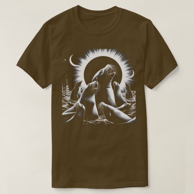 Seal Lover Sea Solar Eclipse Of April 8 2024 Seals T-Shirt (Design Front)