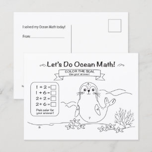 Seal Ocean Math Coloring Postcard