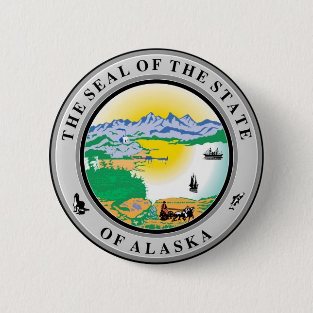 Seal of Alaska State USA Button (Front)