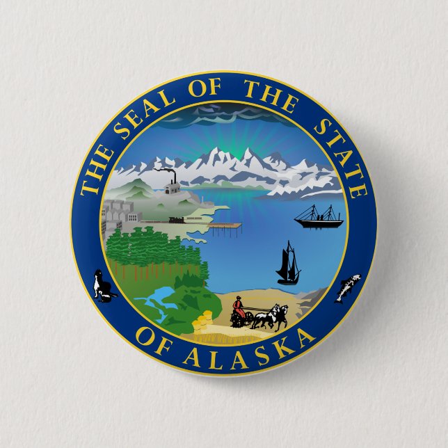 Seal of Alaska State USA Button (Front)