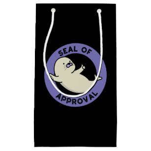 Seal Of Approval Funny Seal Pun Dark BG Small Gift Bag
