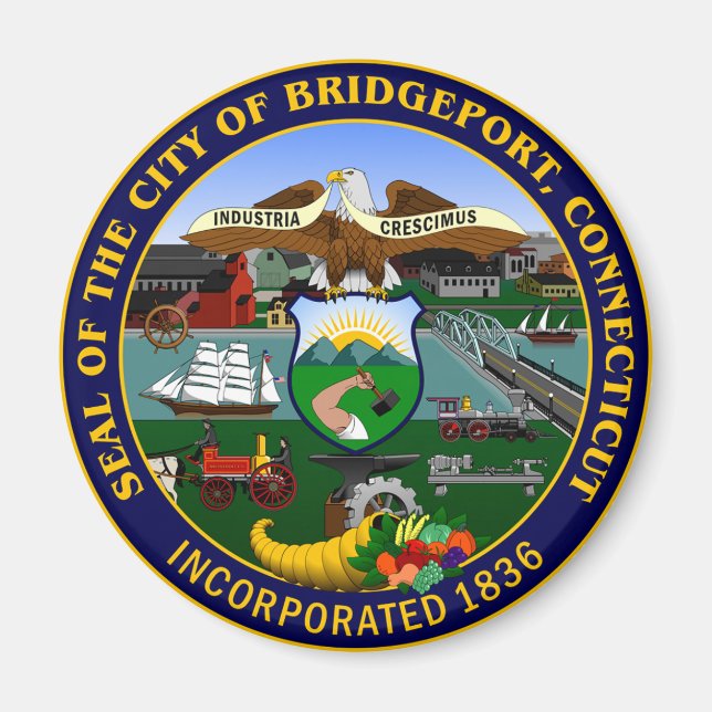 Seal of Bridgeport, Connecticut Magnet (Front)