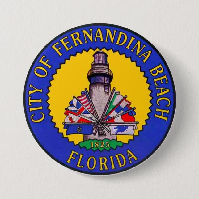 Seal of Fernandina Beach, Florida 7.5 Cm Round Badge (Front)