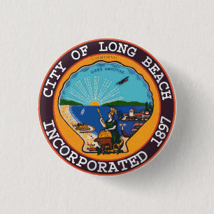Seal of Long Beach, California 3 Cm Round Badge