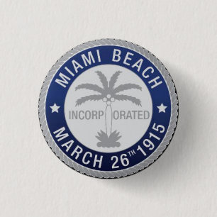 Seal of Miami Beach, Florida 3 Cm Round Badge