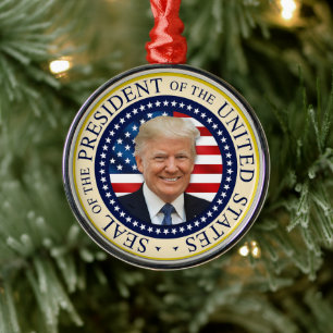 Seal of the 47th President Trump won 2024 Metal Tree Decoration