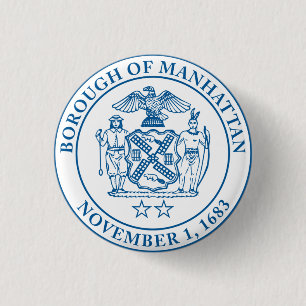 Seal of the Borough of Manhattan, NYC 3 Cm Round Badge