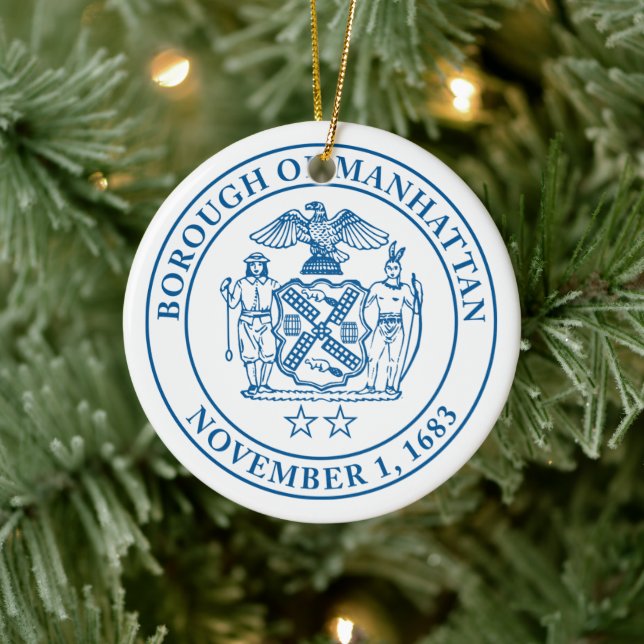 Seal of the Borough of Manhattan, NYC Ceramic Tree Decoration (Tree)
