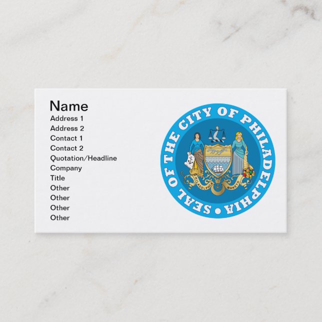 Seal of the city of Philadelphia Business Card (Front)