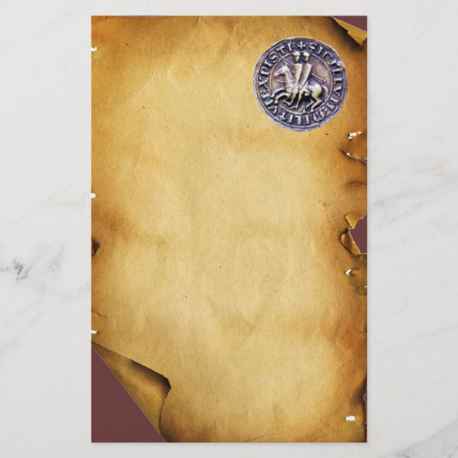 SEAL OF THE KNIGHTS TEMPLAR, Brown Parchment Stationery (Front)
