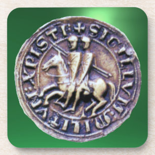 SEAL OF THE KNIGHTS TEMPLAR gem green Coaster