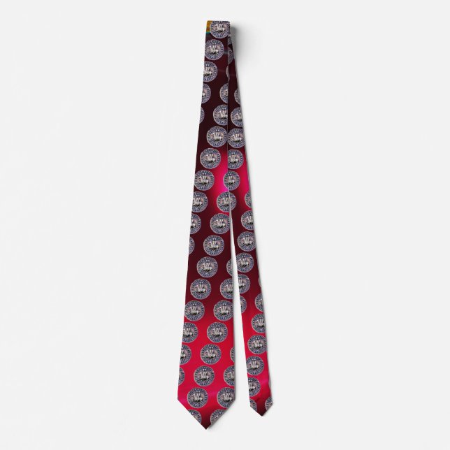 SEAL OF THE KNIGHTS TEMPLAR gem red burgundy Tie (Front)